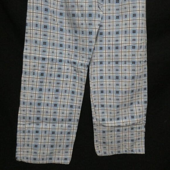 Blue Plaid Pajama Pants | medium | 100% cotton | Stretchy Waist and Drawstring - Picture 14 of 16